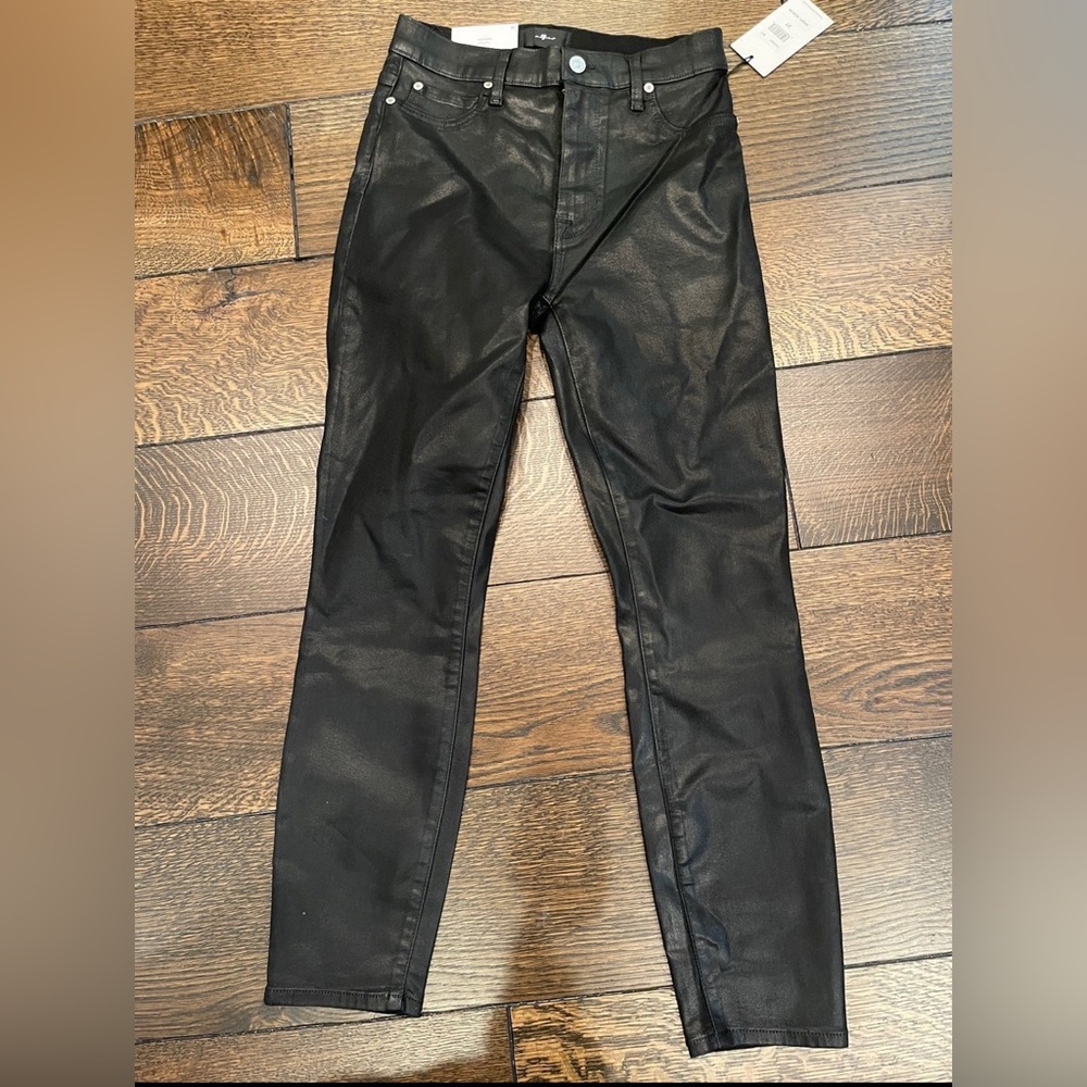 7 For All Mankind waxed black denim jeans